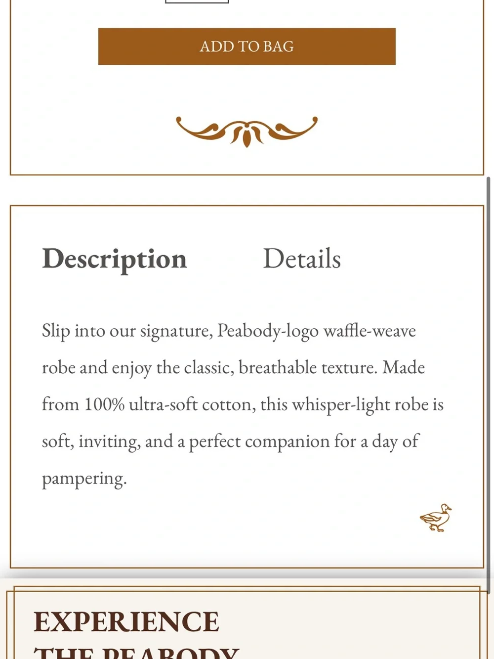 The Peabody Hotel Robe - White waffle weave Robe